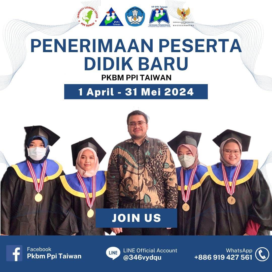 Penerimaan Peserta Didik Baru PKBM PPI Taiwan 1 April - 31 Mei 2024