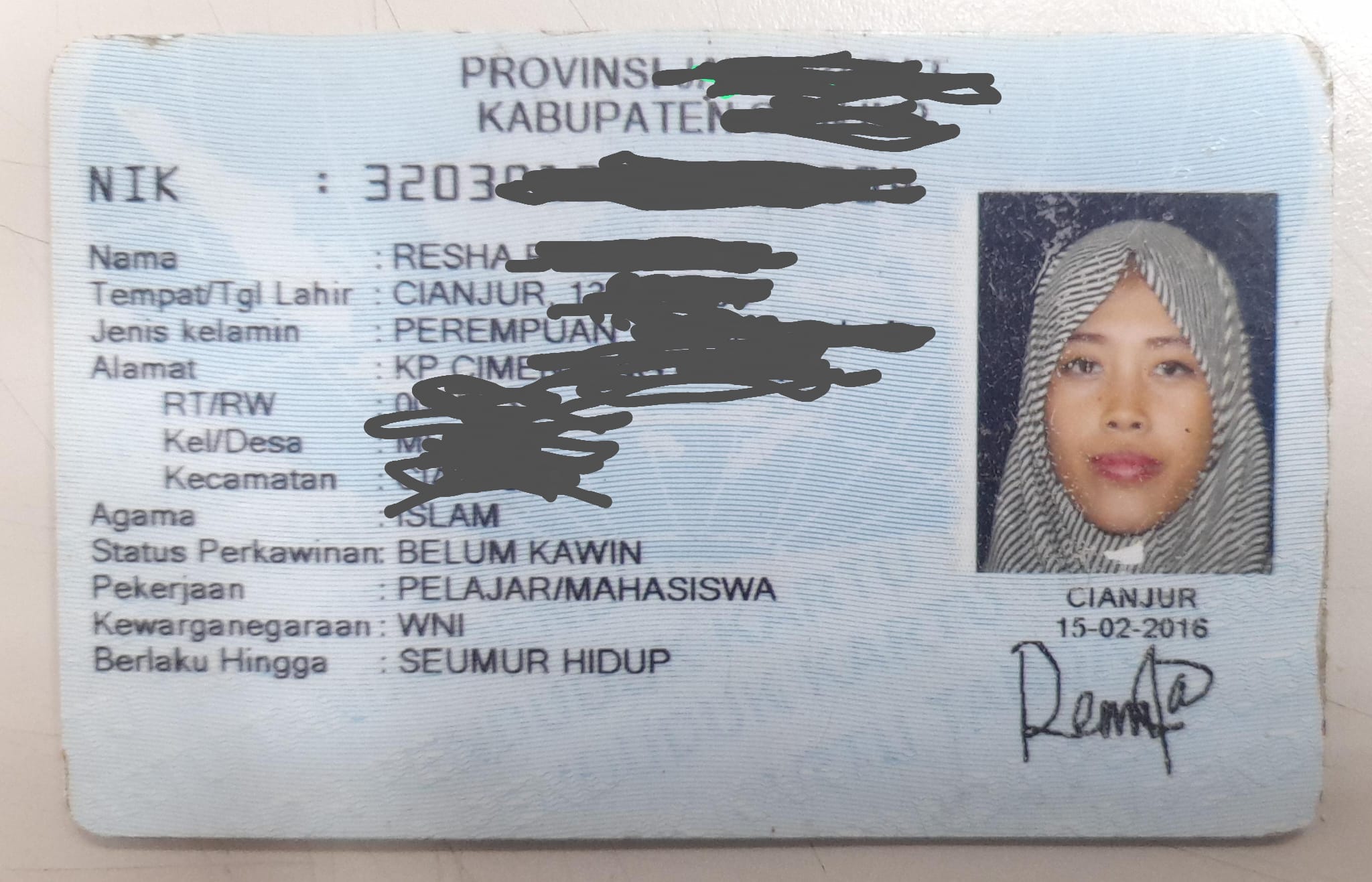 Telah Ditemukan Kartu Identitas Atas Nama Resha R.F.