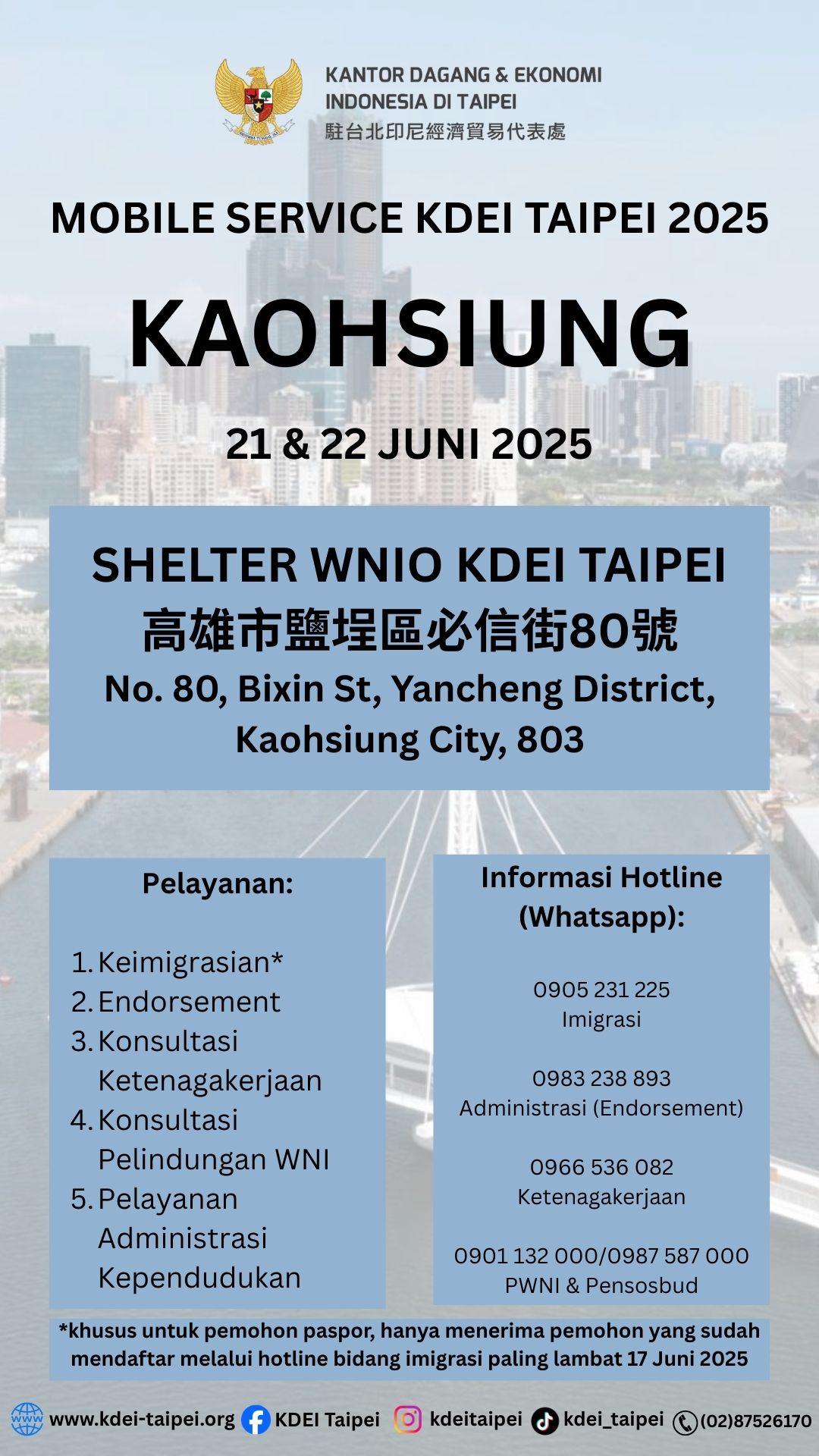 Mobile Service KDEI Taipei di Kaohsiung, 22 Juni 2025