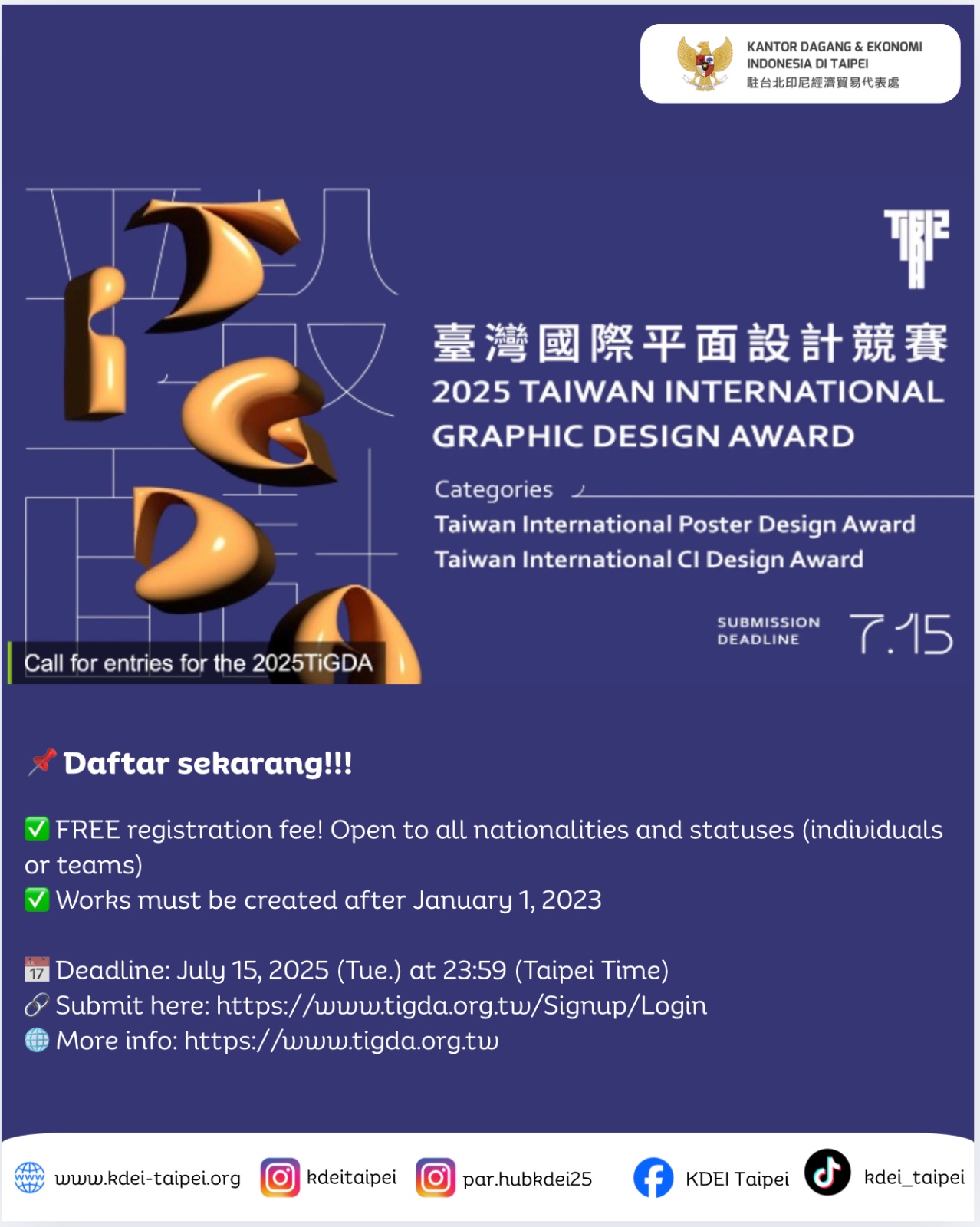The 2025 Taiwan International Graphic Design Award (TiGDA)